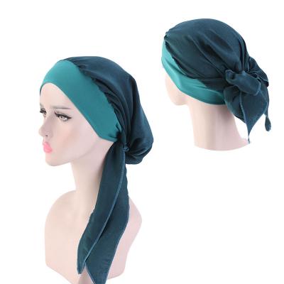 China Imitation Silk Head Hat Womens Velvet Solid Color Feeling Custom Doorag Elastic Wide Band Floral Printing Durag Logo Doorag for sale