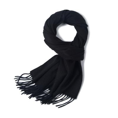 China 100% cashmere black woolen stole winter style wool scarf medium lady for sale