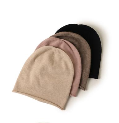 China 2021 Winter New Korea Style Luxury Women's COMMON 100% Cashmere Knitted Hat Skullcap For Women for sale