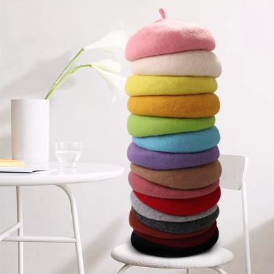 China 2021 Wholesale Warm Colored Soft Cashmere Beret Wool Children's High Quality Picture Selling Wool Children's Hat for sale