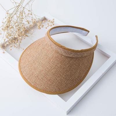 China 2021 wholesale striped new cotton empty top straw hat fishing outdoor travel beach hat fashion ladies sun visor hat for sale