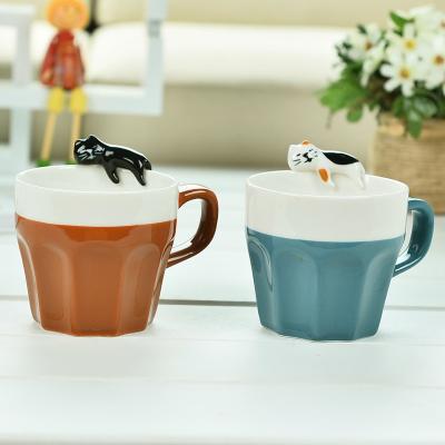 China Custom Wholesale High Quality Viable Price Ceramic Cheap Pork Milk Mug Tea Travel Home Coffee Mug for sale