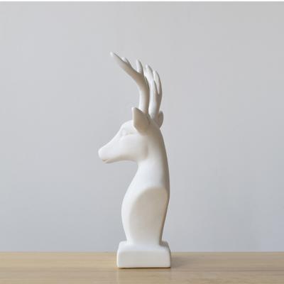 China New Style Home Decration Make Home Decor Craft Ideas Porcelain Deer Animal Crafts White Ceramic Deer Statue for sale