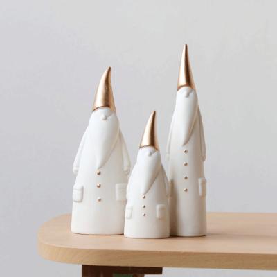 China Lovely Creative Nordic Simple Ceramic Santa Crafts For Home Decor Set Of 3 for sale