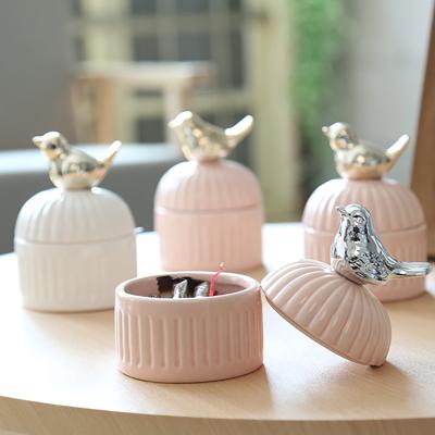 China Decration Jewelry Porcelain Box Home European Ceramic Animal Gold Plated Candy Box Wedding Gift for sale