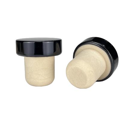 China Factory direct custom elastomer T-shape polymer pressing bottle black cap wine stopper for sale