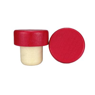 China Wholesale New Design Elastomer Wine Liquor Bottle Customs Red Wooden Cover Cork Stopper for sale