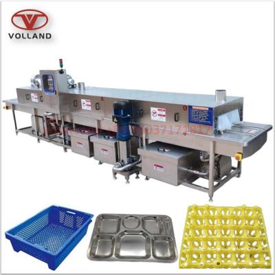 China Hotels turnover basket cleaning machine/plastic crates trays boxes seal remover/egg tray washing machine for sale