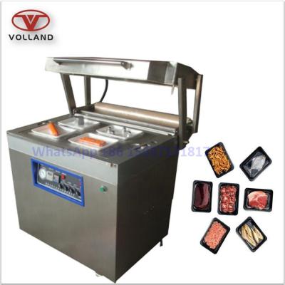 China food fresh meat skin wrapping wrap machine/vacuum skin tray macchine/food skin vacuum wrapping packing machine for sale