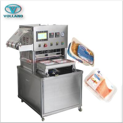 China Disposable food vacuum tray sealer/modified atmosphere cooked food packaging machine/MAP tray sealing machine for meat for sale