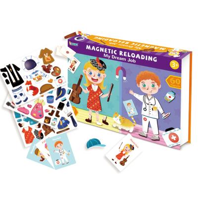 China Magnet Puzzle Cartoon Traffic And Dress Up Magnetic Dress Changing Game Educational Toys For Children UDD#203 for sale