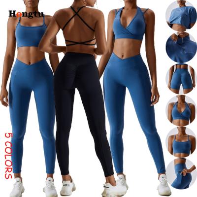 China Breathable Hot Selling Yoga Clothing Set Gym Fitness Set Running Workout Clothes Jogging Logo Custom Women Athletic Yoga Set For Active Use for sale