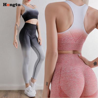 China New Breathable Butt Lift Women 2 Piece Sports Workout Running Yoga Legging Gym Fitness Athletic Sets for sale