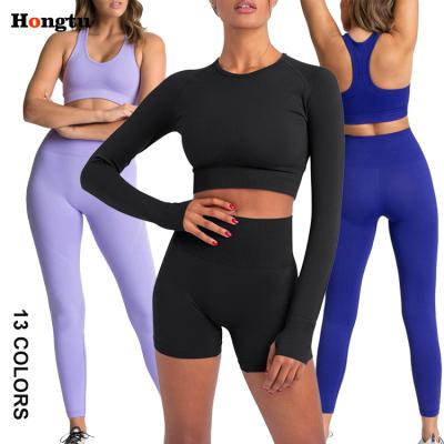 China Wholesale Breathable Athletic Clothing Ladies Gym Fitness Sports Workout Yoga Clothes Seamless Women Activewear Yoga Suit Active Wear Set for sale