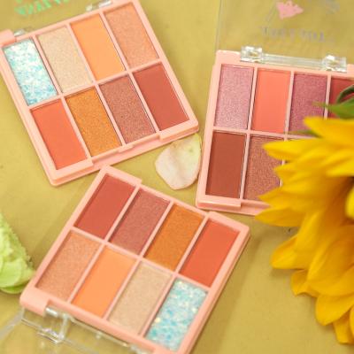 China High Glitter& Matte Eye Shadow Palette Customizable Diy 8 Colors Eyeshadow Anylady Dye Waterproof OEM Makeup for sale