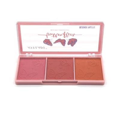 China ANYLADY Makeup Private Label Blusher 2023 Silky Waterproof Blusher 3 Color Waterproof Blusher Palette for sale