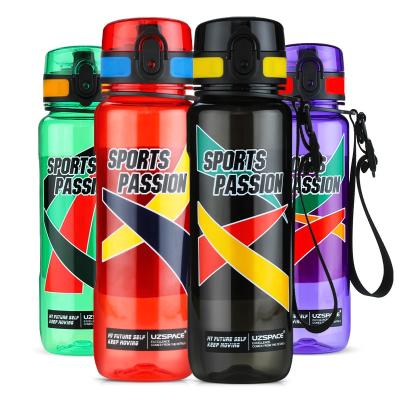 China 1.2L UZSPACE Heat-Transfer Sustainable Sport Even Easy Carry One-Click Open Lid Plastic Drinking Water Bottle for sale