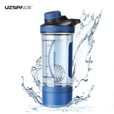 China UZSPACE Viable Free Custom Plastic Water Bottle 500ml BPA LOGO Protein Shaker Bottle Gym for sale