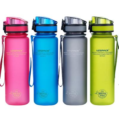 China Viable Leak Proof Juice Water Bottle Tritan Reusable Bike Water Bottle Uzspace Motivational Water Bottle for sale