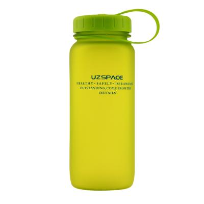 China Bottle 22oz, 650ml Sustainable UZSPACE Green Frosted Sport Plastic Water Bottle Tritan BPA Free Good For Fitness, Hiking, Gym, Travel for sale