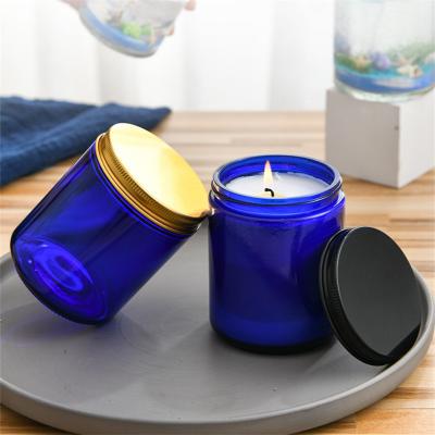 China Empty Amber Candle Holder Candle Lanterns And Candle Jars Container With Screw Lid for sale