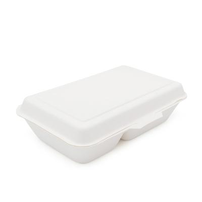 China 2 Compartments Microwave Compostable Disposable Lunch Box Food Disposable Lunch Box Paper for sale