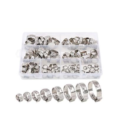 China 120pcs 8 Hose Size Stainless Steel Ear Cinch Rings Crimp Kit Assorted Auto Simple Pinch Fitting Tool For Home Automotive for sale