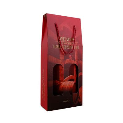 China Custom Luxury Recycled Beer Glass Cardboard Gift Packaging Bottle Materials Red Wine Box Shipping Paper Cardboard Wine Box for sale