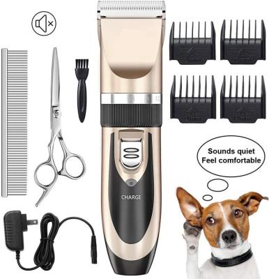 China Viable Hot Selling USB Rechargeable Pet Hair Razor Electric Scissors Set Dog Clippers Pet Grooming Trimmer Low Noise Products for sale