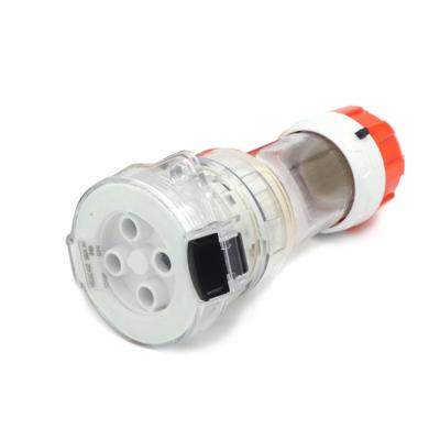 China Waterproof In Stock 4 Pin 500V 20A Three Phase Round Electrical Extension Industrial Socket for sale