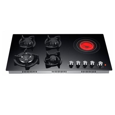 China Hotel Kitchen Appliance Built In 90cm 4 Gas Hob With 1 Ceramic Hob for sale