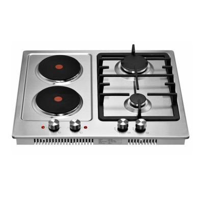 China Hotel Kitchen Appliance Built In 60cm Electric Iron 2 Burner + Gas 2 Burner Gas Hob for sale