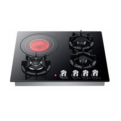 China Hotel Built In 60cm 7mm Infrared Tempered Glass 3 Gas 1 Gas Hob for sale