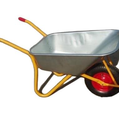 China Hotels Galvanized 4.00-8 Tray 4.00-8 Heavy Duty Welded Air Wheel Frame & PU Welded Wheelbarrow WB6404Z for sale