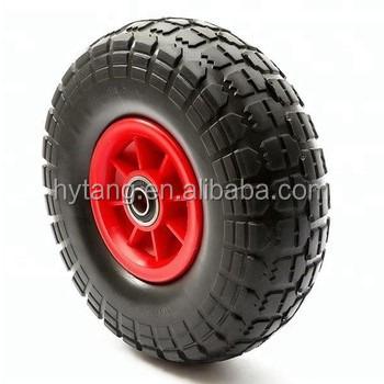 China Cart 10 Inch Flat Wheel PU Wheel 3.00-4 Solid PU Foam Freewheel for sale