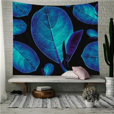 China Traditional Leaves Print Polyester Machine Wash Wall Hanging Decor Tapestry Warm Home Blanket for sale