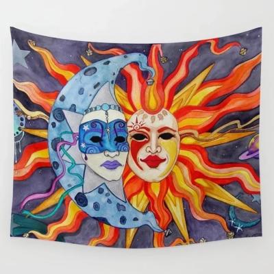 China Traditional Ready to Ship Polyester Sun and Moon Tapestry Bohemian Burning Hippie Wholesale for sale