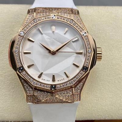 China New HUB1100 Movement Rose Gold Diamond Crystal Watch Automatic Mechanical Waterproof From Factory 40mm Classic Alarm Watch HB for sale