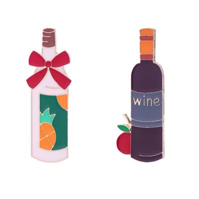 China And American Cartoon Fashion Cute European Red Wine Bottle Series Alloy Brooch Refined Wine Badge For Soft Bag Decoration for sale