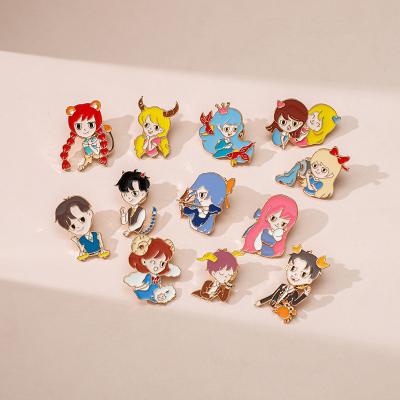 China Cute 12 fashion cartoon boys and girls brooch constellations element badge girls dress bag decorative buckle for sale