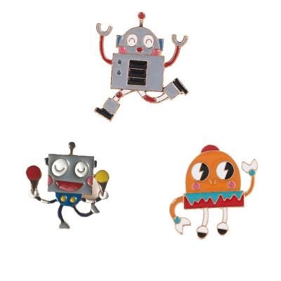 China Cartoon fashion fashion robot dance style creative modeling of the soft ice cream robot brooch pin trend badge gift for children for sale