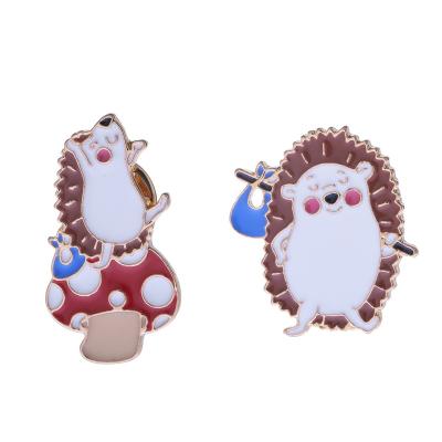 China Small Hedgehog Shoulder Button Scarf Brooch Hedgehog Cartoon Fashion Mushroom European Fashion Enamel Cute Silk Brooch Metal And American Female for sale