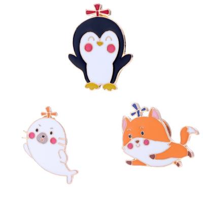 China Fashion Cartoon Flying Pin Thruster Penguin Sea Lion Badge Lapel Small Pins Clothes Backpack Badges Fashion Gift For Friends for sale