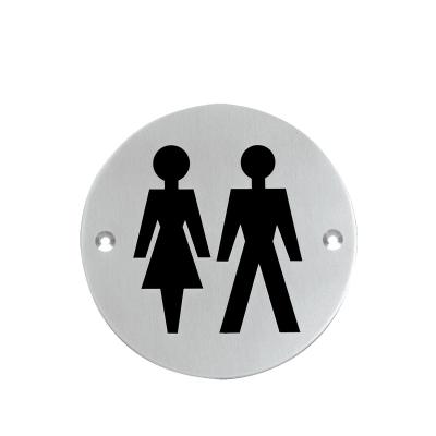 China Modern Design Stainless Steel WC Modern Toilet Bathroom Sign Metal Signs Board Sign Plate for sale