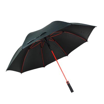 China Modern 60 Inch Arc Fiberglass Golf Auto Open Frame Wind Heavy Duty Umbrella With Red Color for sale