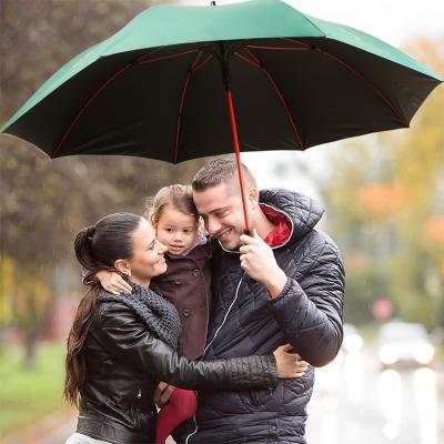 China 30 Inch Modern Black UV Protection Green Color Golf Umbrella With Red Color Frame for sale