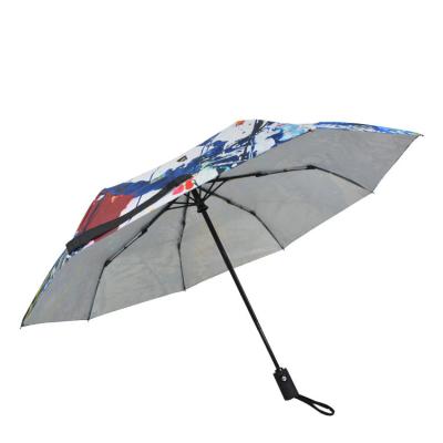 China Hot Selling Country Amazon Automobile Open And Claose 3 Times Umbrella With Digital Printing for sale