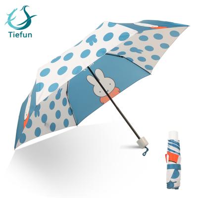 China Country Animal Rabbit Outside Full Printing Waterproof 3 Fold Umbrella 21 Inch Manual Open 3 Fold Umbrella for sale