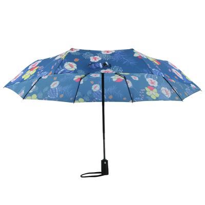 China High Quality Children's Digital Heat Transfer Printing Flower Design 3 Folds Umbrella For Ladies for sale