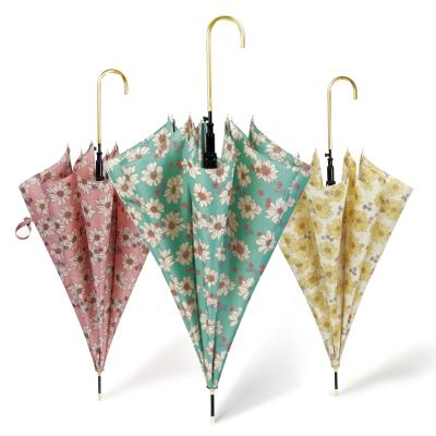 China Country Single Layer Straight Umbrella Customized Printing Umbrella Full Flower Printing Outside The Umbrella for sale